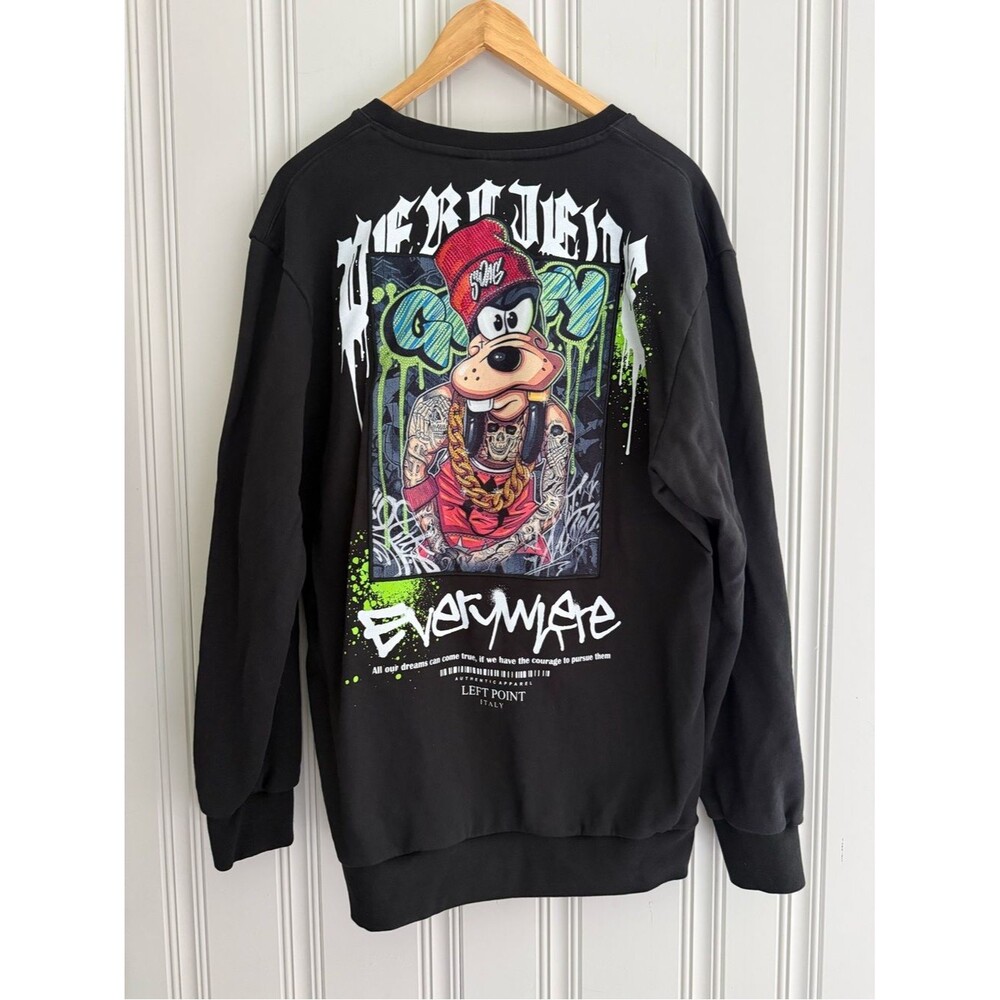 Black Graphic Crewneck Sweatshirt